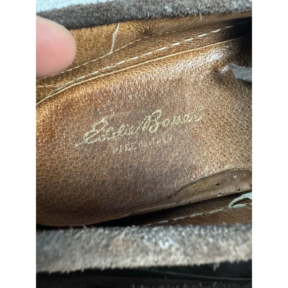 Eddie Bauer Shoes Mens Size 8.5 Brown Suede Moccasin Driving Loafers‎ Italy